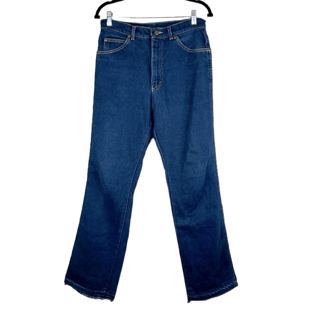 Lee Wide‎ Leg Distressed Hem Dark Wash Jeans Size 10